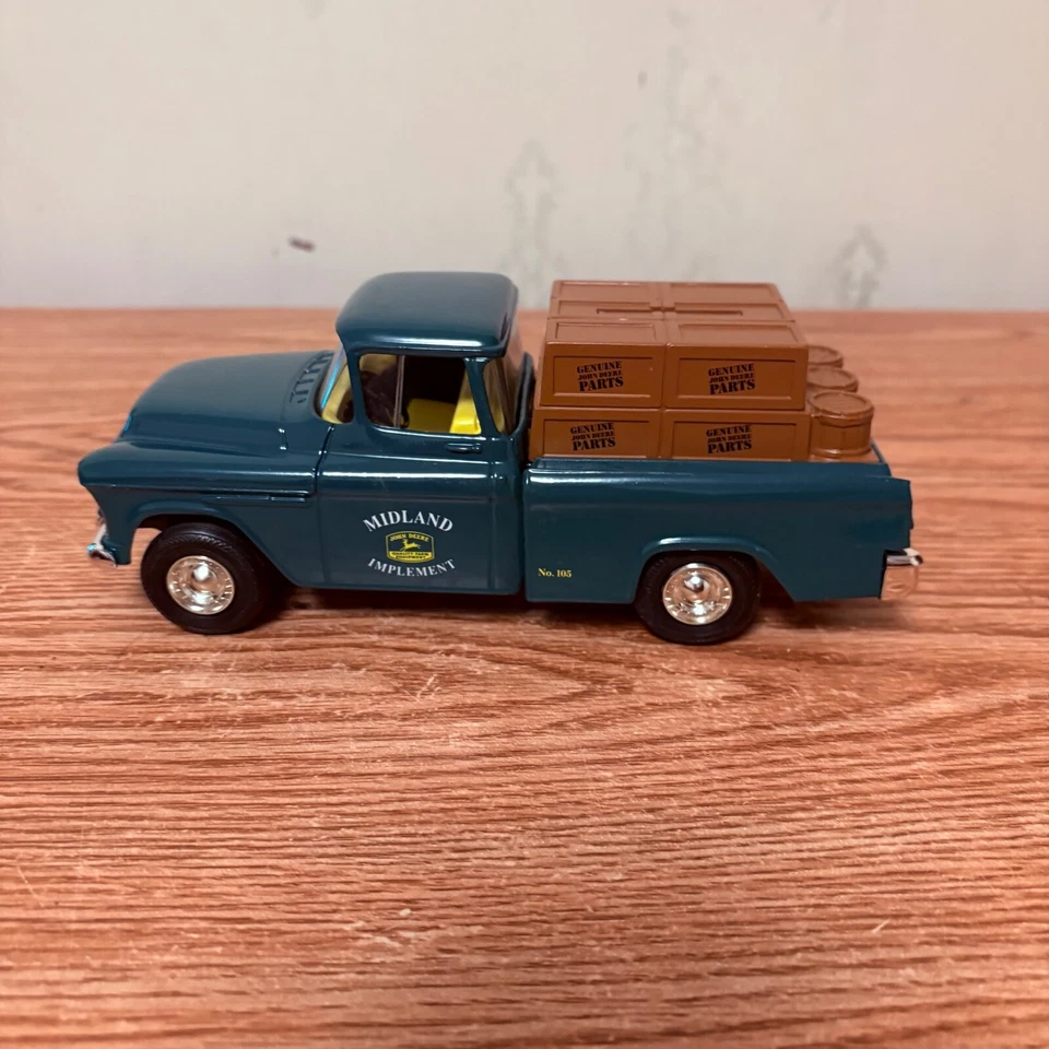 Nuevo en caja John Deere 1955 camioneta pickup banco de monedas Midland con carga fundida a presión Foto 3 de 4