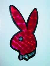 PLAYBOY BUNNY VINTAGE 1970's PRISM DECAL STICKER 2.5" x 4" NOS -Red
