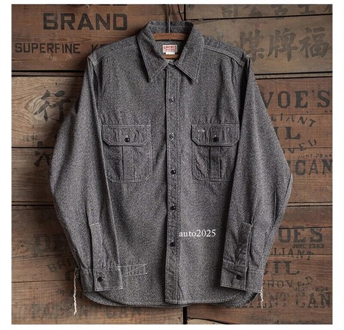 Rugged Bronson Bellow Pocket Work Shirt 30s Vintage Style Salt & Pepper Workwear - Picture 7 of 25