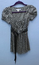 Zara Basic Girls Polka-dot Dress Sz XS (5-6) Short Puff Sleeve with Belt