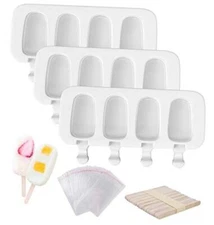 Popsicle Molds Set of 3, 12 Cavities Silicone Popsicle Molds & Ice Cake Pop 