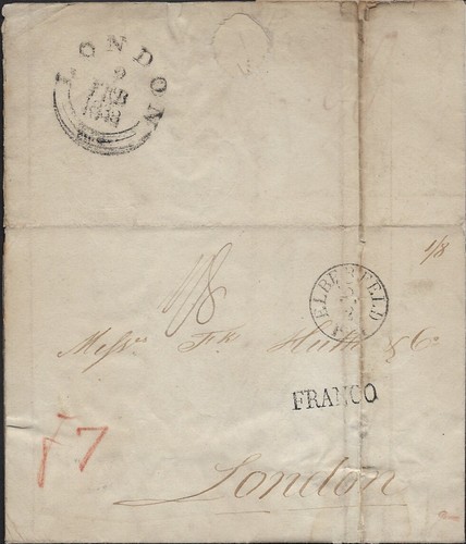 GERMANY : 1838 entire from Elberfeld to London