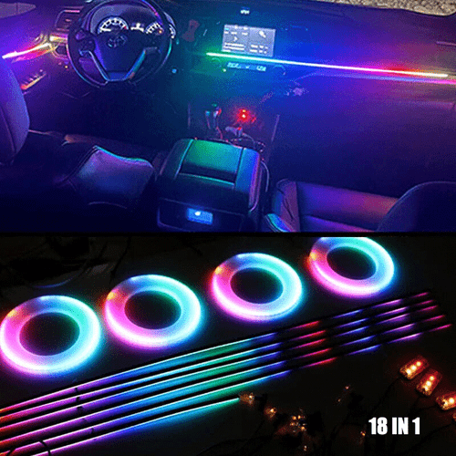 LED Car Interior Ambient Guide Light Strip Decor Atmosphere Door Light 18 in 1 - Picture 2 of 16