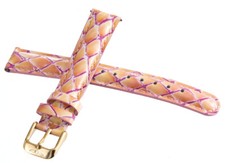 Invicta Women's 16mm x 14mm Peach Colored Lizard Leather Watch Gold Buckle Band