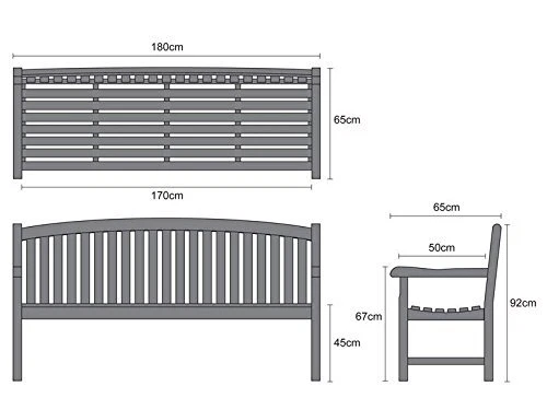 Teak Outdoor Curved Bench - Gloucester Range - 3 sizes (1.2m, 1.5m & 1.8m) - Picture 14 of 14