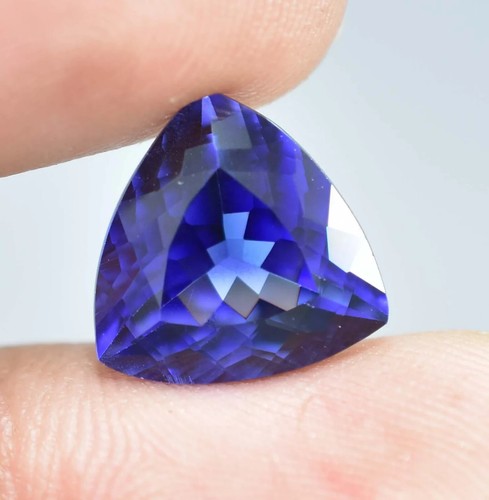 Pietra preziosa sfusa taglio trilione zaffiro blu reale naturale impeccabile ... - Foto 3 di 10
