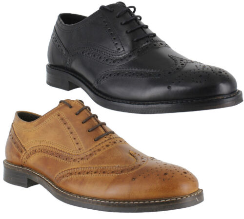 Mens Boys Black Brown Leather Brogues Lace Up Smart Formal Shoes Sizes 7-11 - Picture 1 of 8