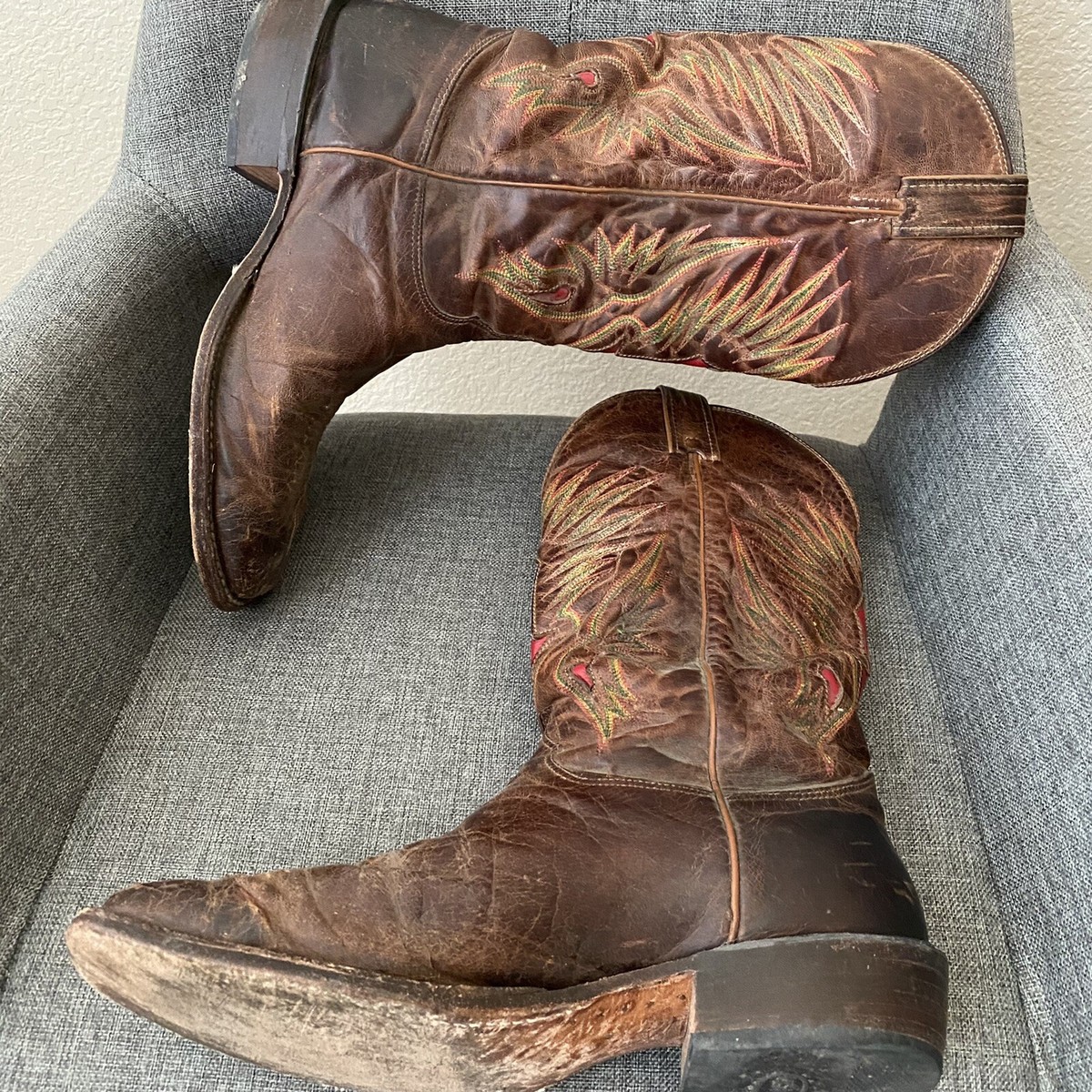 Justin Made in USA Mens UJ251 Western Cowboy Leather Brown Boots Size 8EE Justin Men main image 4