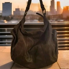 Hobo International Leather Slouchy Hobo Bag Lined Pockets Brown Vintage Y2k