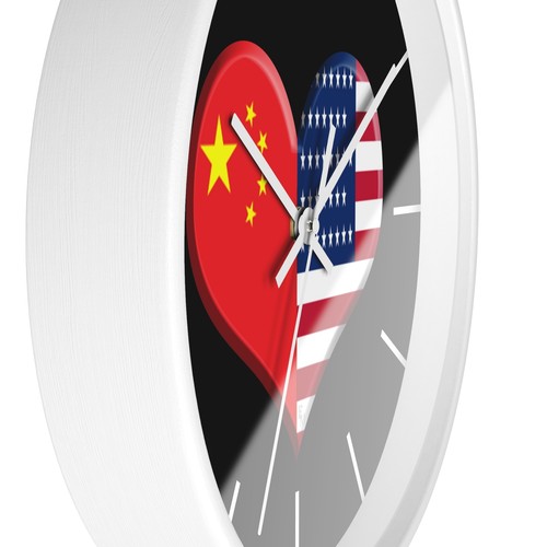 Chinese American Flag Heart Wall Clock China Pride American Pride - Picture 9 of 10