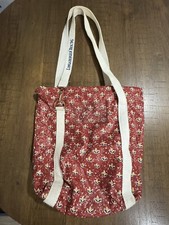 Vintage Longaberger Bee '96 Red Floral Messenger Tote Bag in Great Condition