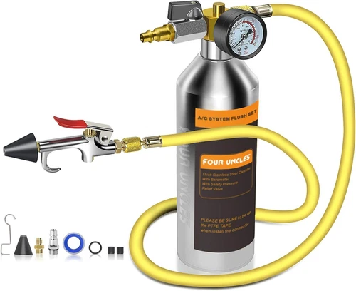 A/C System Flush Canister Kit Condensate Clean Tool Set for Auto Car Truck HVAC