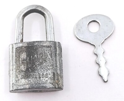 Vintage Mini Padlock Guard Security Rustless W/KEY Apx 1-5/16'' High, 3/4'' Long