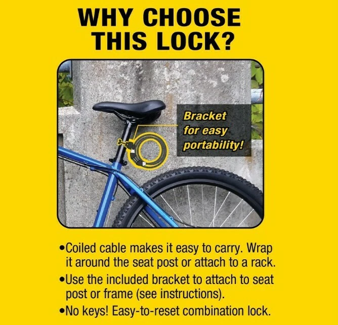 OnGuard Combination Cable Lock 6 x 12mm Diameter Coiled Cable Bike Lock NEW