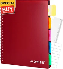 Spiral Notebook - 5 Subject Notebook, College Ruled Notebook With Dividers Pocke