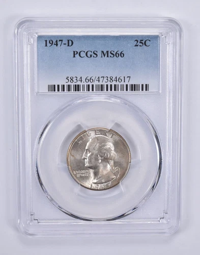 1947-D Washington Quarter 25c MS66 PCGS Blue Label