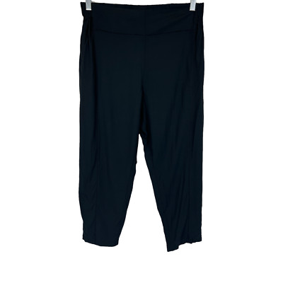 Truth + Style Women's Regular Woven Cropped Pants Solid Black Medium Size