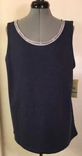 Multiples Womens 0X Blue Sleeveless Knit Lace Trimmed Scoop Neck Casual Top NEW