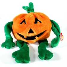 TY 1999 HALLOWEEN PUMPKIN BEANIE BUDDY Original Plush Stuffed Animal Gift Toy