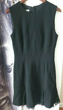 Oscar de la Renta Women's Sleeveless Wool Lace Insert Hem Sheath Dress sz 6 TP01