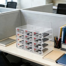 12 Slot Clear Acrylic Cell Phone Storage Cabinet with Door, Locks, and Keys