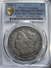 1921-S Vam 1B 7 Morgan Silver Dollar Thornhead VAM 1B-7 Pcgs VF Details