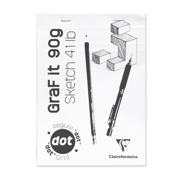 Clairefontaine 5X Skizzenblock Graf'it, Din A4 , 80 Blatt , Dot-Lin. Weiß 96691C-image