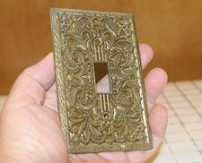Vtg Filigree Gold-tone Light Switch Plate Cov...