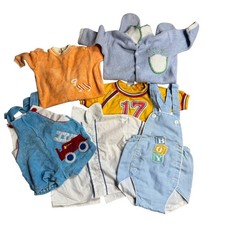Vintage Baby Clothing Lot 6pc Carters Terry Cloth Romper Sleeper Gingham