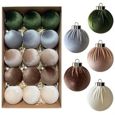 15Pcs Velvet Christmas Balls Ornaments Set, 3.15" 3.15", Multicolor-2