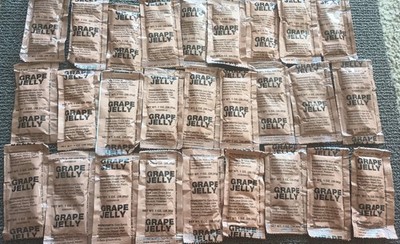 MRE GRAPE JELLY SPREAD/HIKING/CAMPING/EMERGENCY/ HUNTING/SURVIVAL/1 OZ LOT OF 27