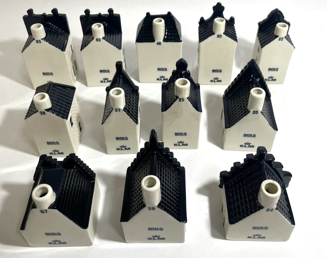 KLM Blue Delft House Empty Bottle Amsterdam Set of 12 Used from