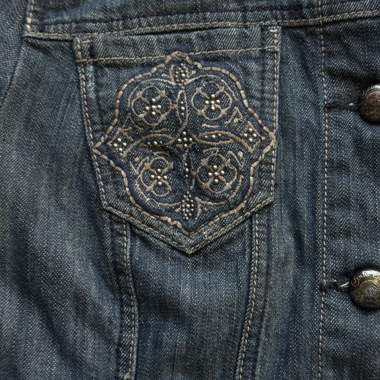 Code Bleu Denim Jean Jacket Size M -  Embroidered… - image 3