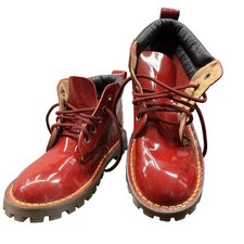 Dr Martens Vintage Boots Youth Child Size 1 Red Patent Leather Made In England