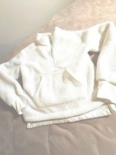 All in Motion Sherpa Fleece Kids XL 14 16 White Comfy 1/4Zip Pullover Thumbholes