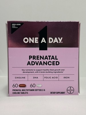One A Day Advanced Prenatal Multivitamin with Choline 60+60 Count Exp 02/2027