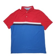 TOMMY HILFIGER Blue Polo Shirt Short Sleeve Cotton Mens L