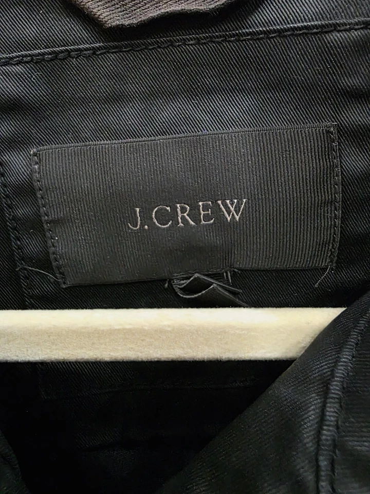 J Crew Jacket Mens Tall Medium Black Waxed Cotton Field Utility Pockets 06365 - Image 2 of 4