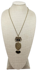 New 24" Long Gold Owl Pendant Necklace N2190