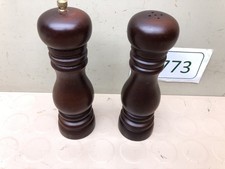 Vintage Wooden Salt Shaker Pepper Grinder Dark Brown Wood