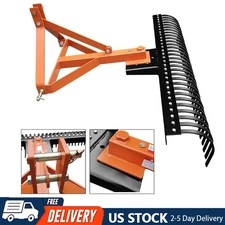 72'' 3 Point Landscape Rock Rake For Category 1 Skid Steer Tractors Loader
