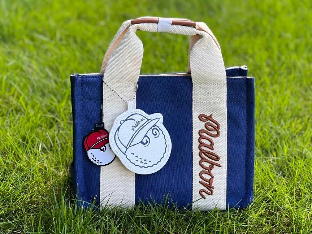 MALBON GOLF ナイロン トートバッグ カートバッグ Malbon Golf Cart Bag Tote Blue Bag With Shoulder 20*27*14cm New