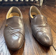 VTG Pierre Cardin Grey Leather Men's Sz 8.5 Tapered Loafer w/ Cuban Heel SHOES