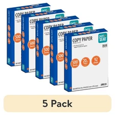 (5 pack) Pen + Gear Copy Paper, 8.5" x 11", 92 Bright, White, 1 Ream(500 Sheets)