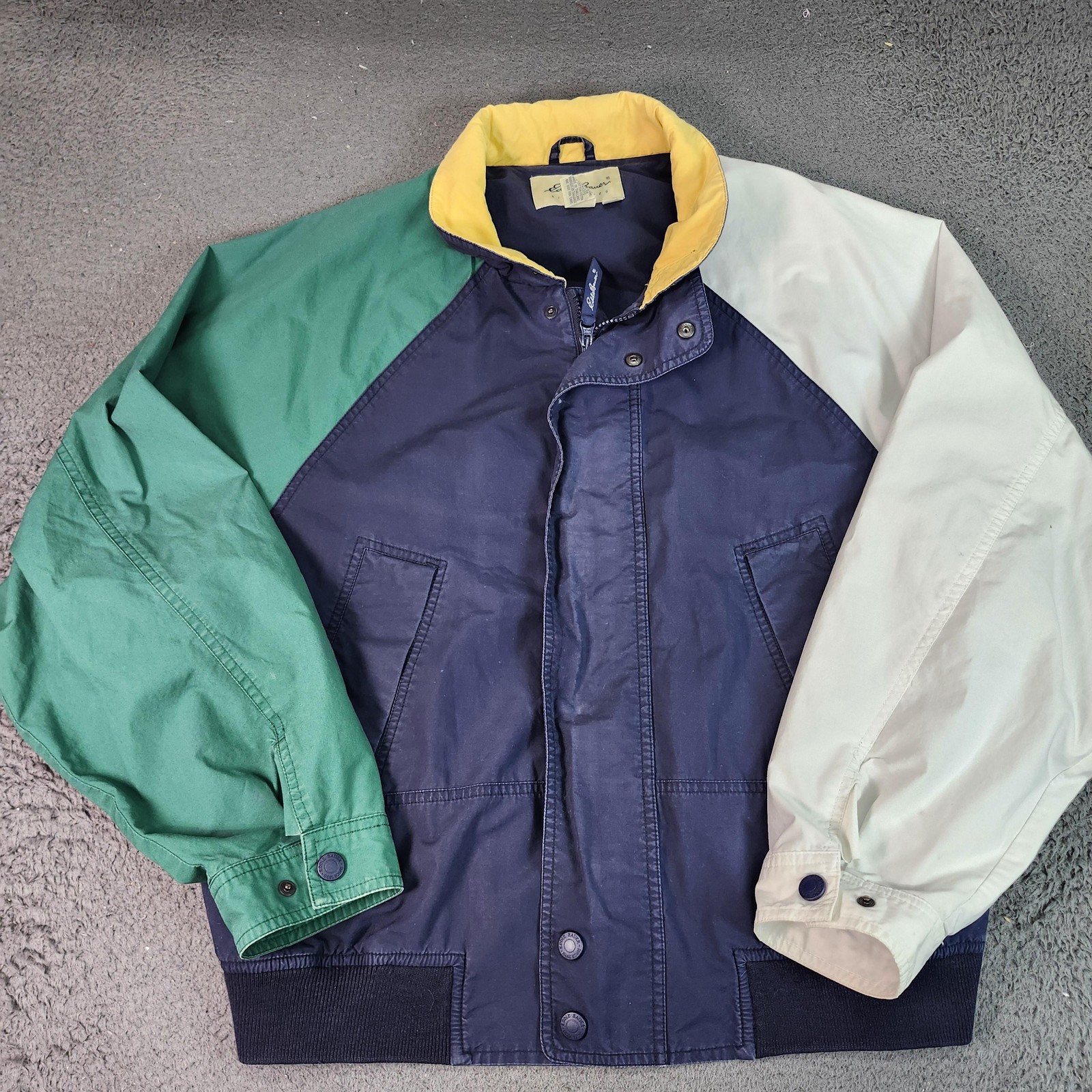 Vintage Eddie Bauer Jacket Mens Medium Multicolor Cotton Bomber Full Zip 90s