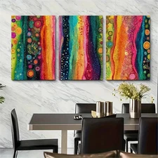 3pcs Colorful Abstract Multicoloured Perfect Wall Art Canvas Framed 50x70cm