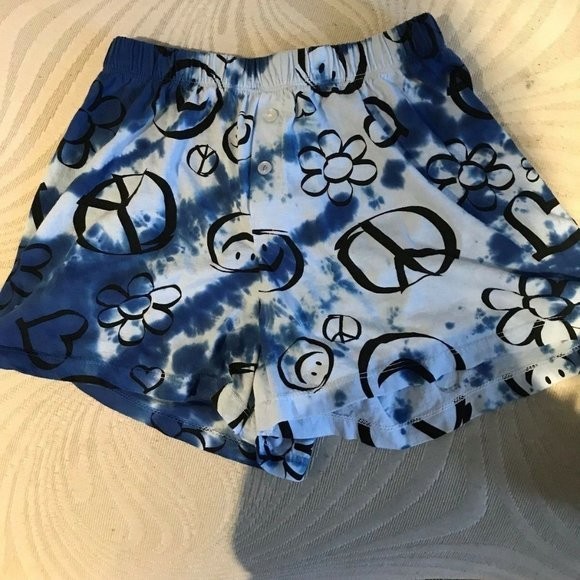 ZINNIAS SMILEY FACE PEACE SIGN BOXER SLEEP SHORTS SIZE 12