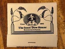 The Isaac Dow House Restaurant Tavern Full Matchbook Newington NH Vtg Damaged