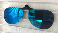 Polarized Clip On Flip Up Teardrop Style Sunglasses UV400 (Mirror Blue)