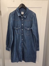 Zara denim shirt dress with long sleeves and snap-buttons size large